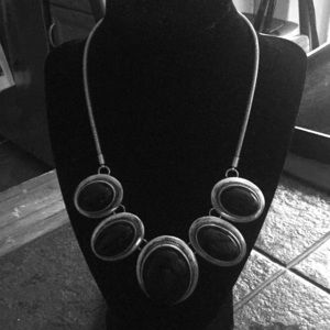 Black Stone and Silver Plated Necklace🌺